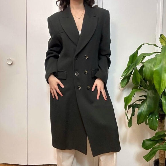 Tanya Lam Jackets & Blazers - Vintage Black Wool Overcoat, Size Large